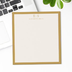 Elegant Elfenbensvitt Guld Kant Monogram Anteckningsblock