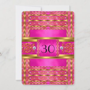 Elegant Elite Guld Rosa Födelsedagsfest 4 Inbjudningar