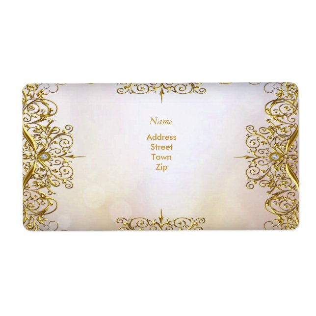 Elegant Elite Vit Guld Bröllop Guld Beige Fraktsedel (Framsidan)