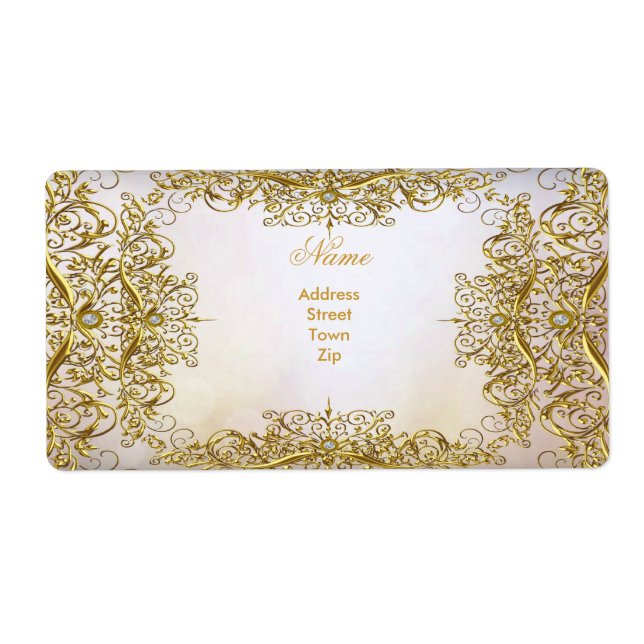 Elegant Elite Vitguld Bröllop Guld Beige Fraktsedel (Framsidan)