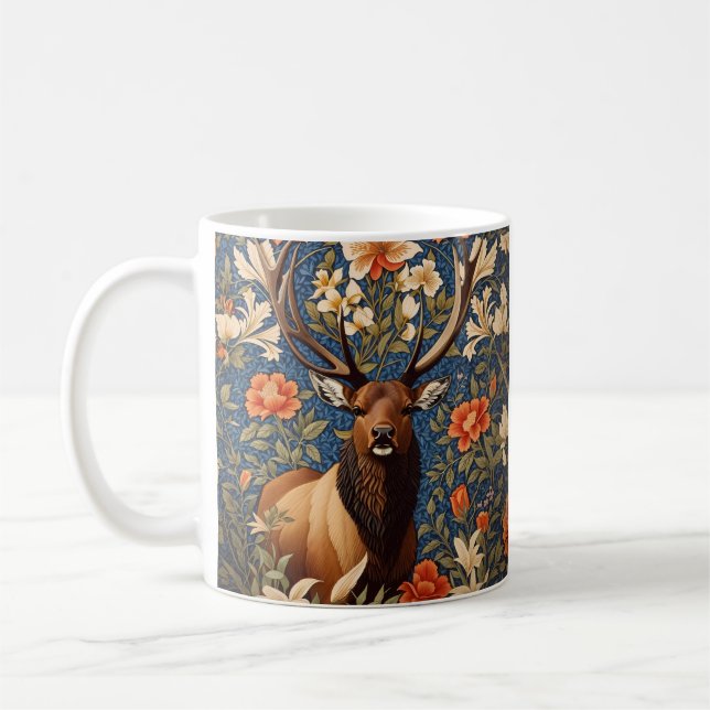 Elegant Elk William Morris Inspired Blommigt Kaffemugg (Vänster)