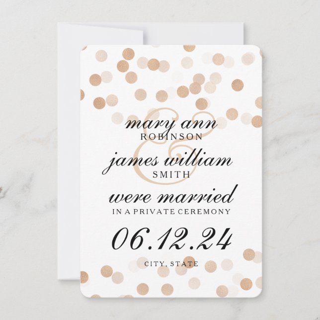 Elegant Elopement Faux Copper Foil Glitter Ljus Meddelande (Framsida)