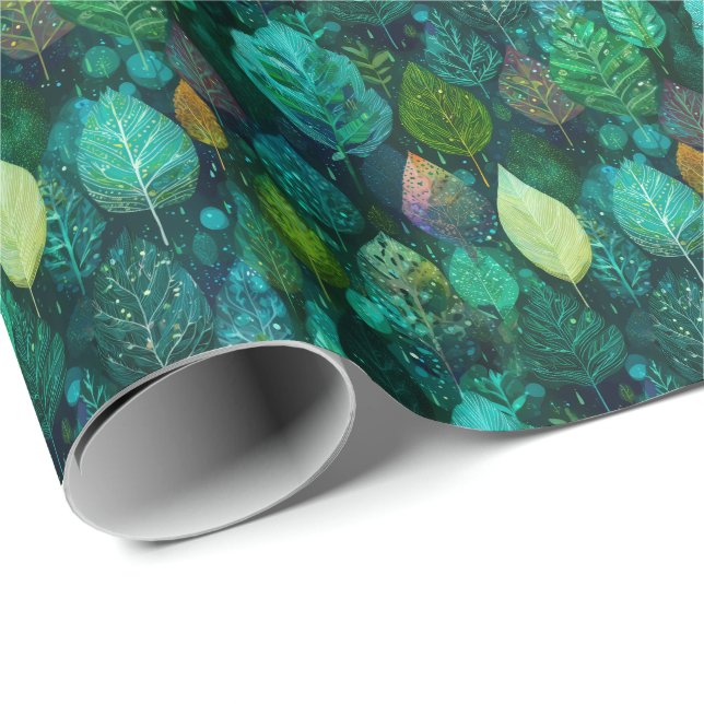 Elegant Elvisk Blad D&D Natur Presentpapper (Rullad Hörn)