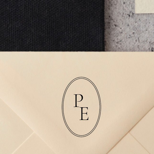 Elegant Emblem Dubbla Oval Luxury Modern Monogram Stämpel (Skapare uppladdad)
