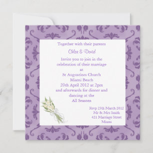 ELEGANT EMBOSS LOOK LILA WEDING INVICATION INBJUDNINGAR