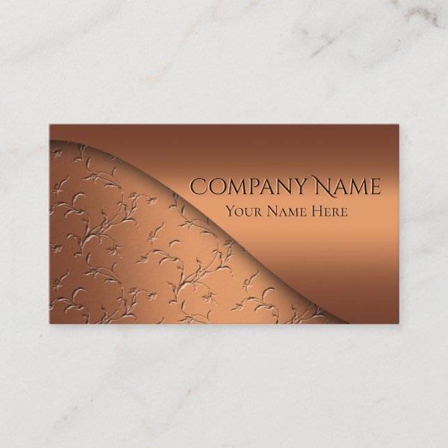 Elegant Embossed Copper Modern Corporate Business Visitkort (Framsida)