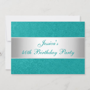 Elegant Embossed Grönt Paisley White Party Inbjudningar