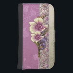 Elegant Embossed Lilac Damask Galaxy S4 Plånboksfodral<br><div class="desc">Vackra förhärdade lilac- och silver-dammar med en ornerad blommigt gräns och tropiska vektorblommor i lera och elfenben. Anm.: Skuldade,  graverade,  präglade och dimensionella effekter,  skiktade,  åldras eller eroderade utseenden,  struktur och skuggor som uppnås digitalt. Den faktiska produkten har en plan yta.</div>