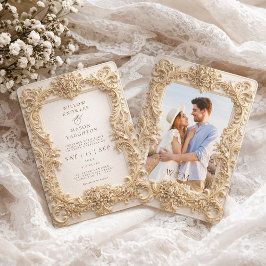 Elegant Embossed Style Frame Baroque Wedding Inbjudningar