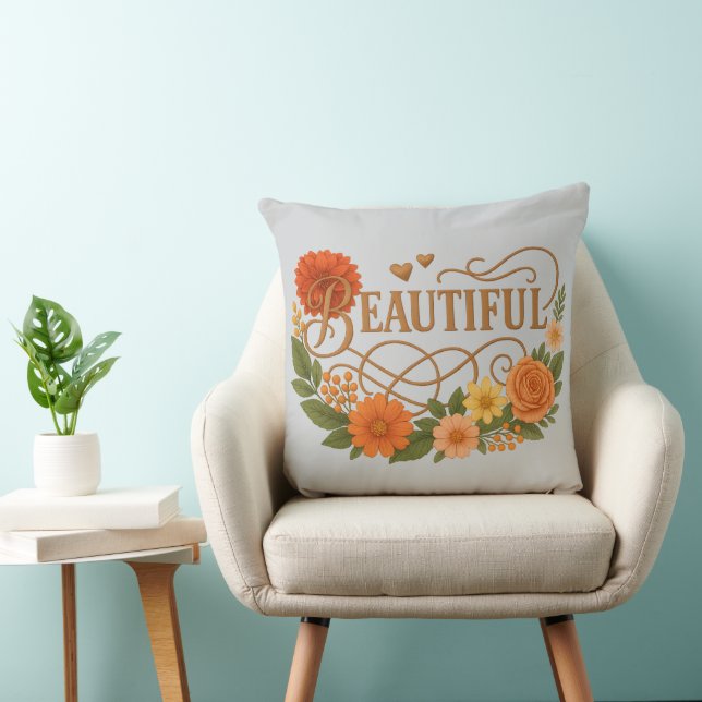 Elegant Embroidered Style Throw Pillow Kudde (Stol)