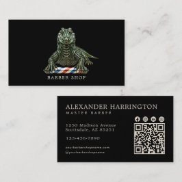 Elegant Emerald Alligator Barber Shop Qr Kod Visitkort