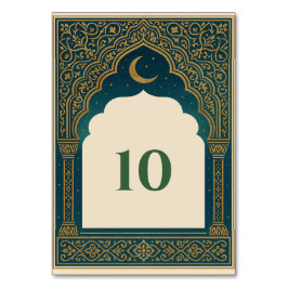 Elegant Emerald and Gold Arch Wedding Table Number Bordsnummer