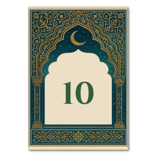 Elegant Emerald and Gold Arch Wedding Table Number Bordsnummer