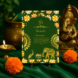 elegant emerald arch & traditionell hindu bröllop tilläggskort