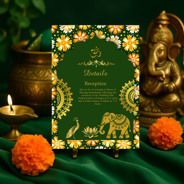 elegant emerald arch & traditionell hindu bröllop tilläggskort (Skapare uppladdad)