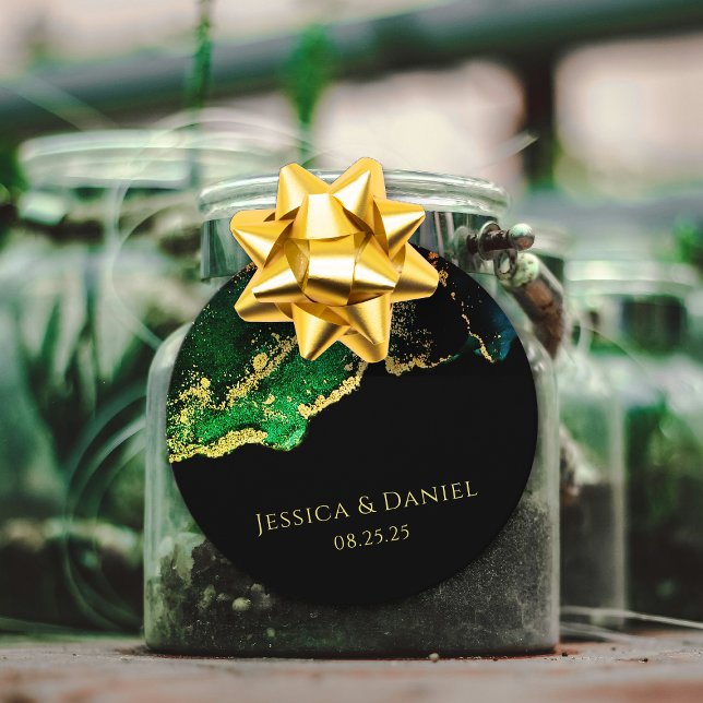Elegant Emerald Black Bröllop Gåvor Etiketter (Elegant Emerald Black Wedding Favor Tags)