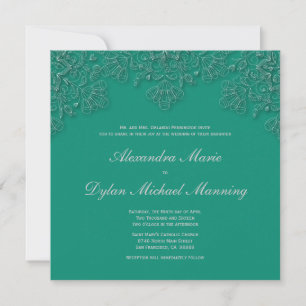 Elegant emerald blommigt snurrar bröllopsinbjudan inbjudningar