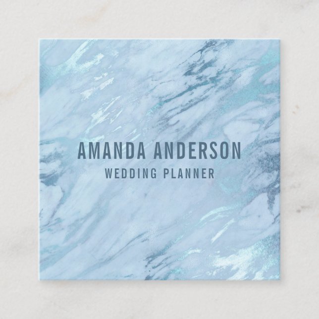 Elegant Emerald Blue Marble| Affärskort Fyrkantigt Visitkort (Framsida)