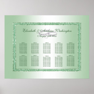 Elegant Emerald Glitter & Silver Bröllop Ringar Poster