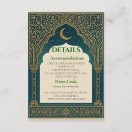 Elegant Emerald & Gold Ornate Arch Wedding Details Tilläggskort