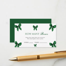 Elegant Emerald Green Bow Guess How Many Bows Game Tilläggskort