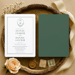 Elegant Emerald Green Crest Wedding Inbjudningar<br><div class="desc">Share your wedding announcement with this elegant crest emerald green minimalist invitation. The rich emerald palette pairs with a refined crest to create a clean,  modern,  and upscale aesthetic. A balanced layout ensures crisp readability,  premium contrast,  and a polished print ready finish perfect for any sophisticated wedding celebration.</div>