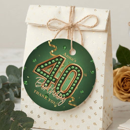 Elegant Emerald Green Gold 40th Birthday Luxury Gåvor Etiketter