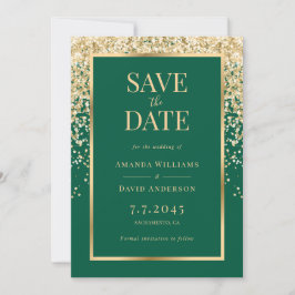 Elegant Emerald Green Gold Confetti Wedding Spara Datumet