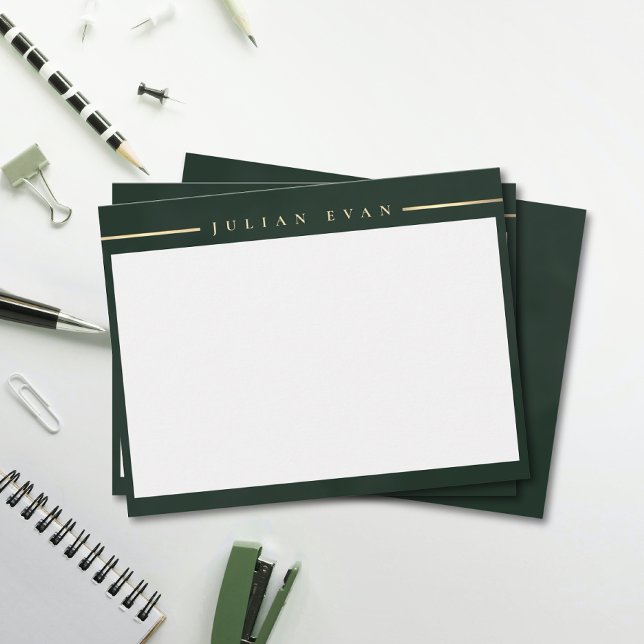 Elegant Emerald Green Gold Detail Professional Anteckningskort (Elegant Emerald Green Gold Detail Professional Note Card)
