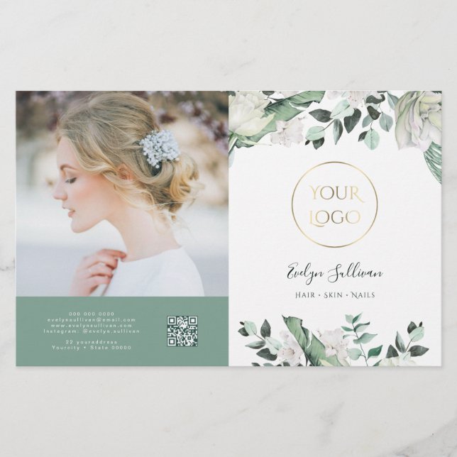 elegant emerald greenery bifold brochure (Framsida)