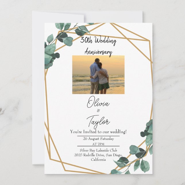 Elegant Emerald Greenery Bröllop årsdag Inbjudningar (Framsida)