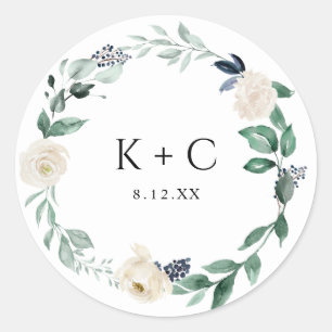 Elegant Emerald Greenery Wedding Favor Runt Klistermärke
