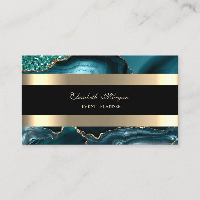 Elegant Emerald Grönt Black Guld Stripe Glitter Visitkort (Framsida)