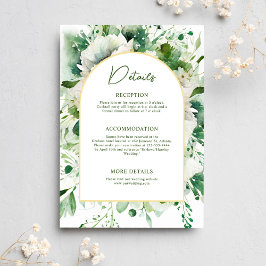 Elegant Emerald Grönt Blommigt Botanical Bröllop Tilläggskort