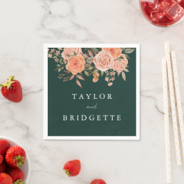 Elegant Emerald Grönt Blommigt  Fall Wedding Välko Pappersservett