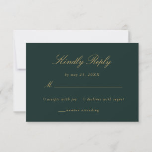 Elegant Emerald Grönt Blommigt Guld Damask Wedding OSA Kort