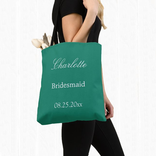 Elegant Emerald Grönt Bridesmaid Tote Bag Tygkasse (Skapare uppladdad)