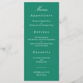 Elegant Emerald Grönt Bröllop Menu Meny