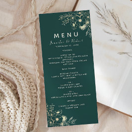 Elegant Emerald Grönt Bröllop Menu Meny