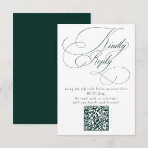 Elegant Emerald Grönt Bröllop QR-kod, svara OSA Kort
