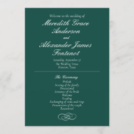 Elegant Emerald Grönt Bröllopsprogram Program