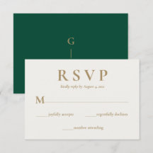 Elegant Emerald Grönt Cream Bröllop OSA Card