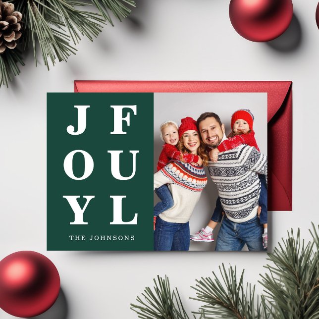 Elegant Emerald Grönt Glatt Photo jul Julkort (Elegant Emerald Green Joyful Photo Christmas Holiday Card)