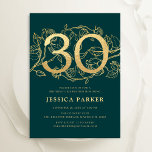 Elegant Emerald Grönt Guld 30års födelsedag Inbjudningar<br><div class="desc">Elegant utlyste grönt guld 30års födelsedag. Anpassadets moderna femininindesign med ro botaniska accenter och faux glitter guld. Enkel perfekt för inbjudan-kort i blommigt för en snyggt kvinnlig dag firande. Anpassa med dina egna detaljer. Skrivna Zazzle-inbjudningar eller digital utskrivbar mall för omedelbar nedladdning.</div>
