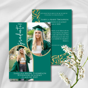 Elegant Emerald Grönt & Guld Arch Photo Studenten Meddelande