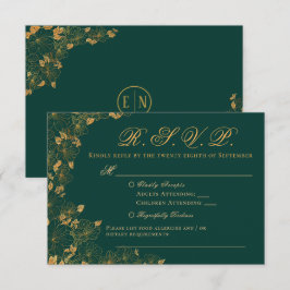 Elegant Emerald Grönt & Guld Blommigt OSA Kort
