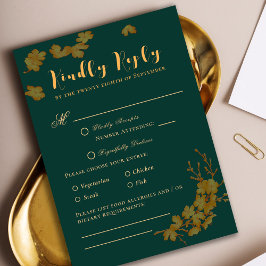 Elegant Emerald Grönt & Guld Flowers OSA Kort