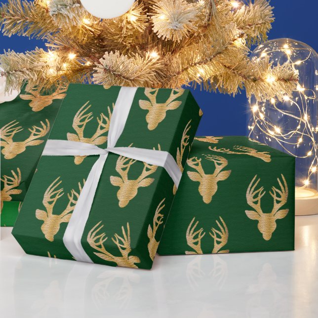 Elegant Emerald Grönt Guld jul Reindeer Gift Presentpapper (Helgdagar)