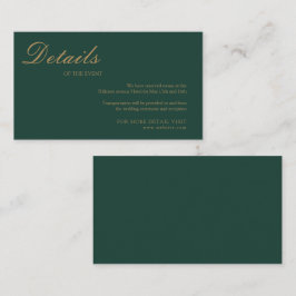 Elegant Emerald Grönt Guld minimalist Bröllop Tilläggskort