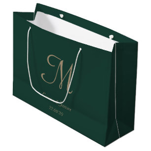 Elegant Emerald Grönt Guld Monogram Namn Bröllop